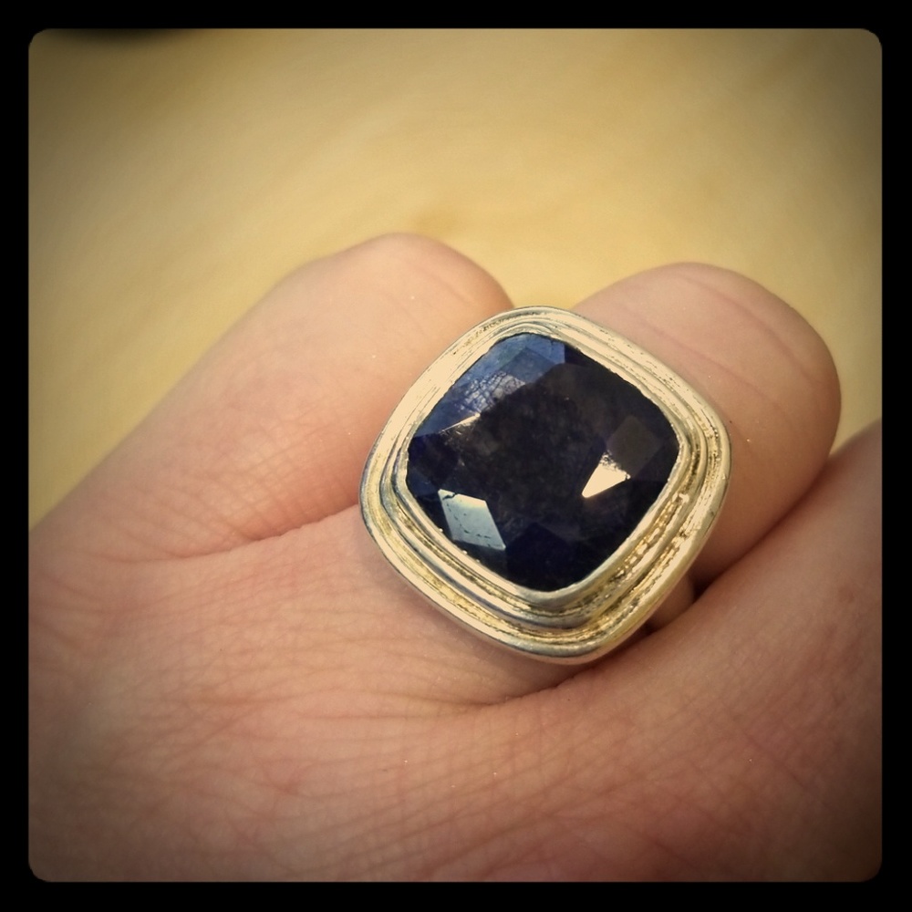 Sterling Silver Genuine Blue Sapphire Ring Size 7